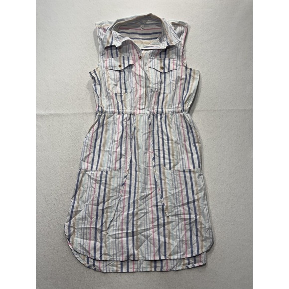 Time and Tru Dresses & Skirts - Time And Tru Womens M Multicolor Stripe Sleeveless Button Shirt Dress